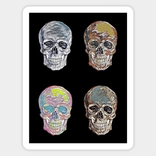 Abstract Skulls Vintage Retro Creepy Tattoo Style Art Illustration Magnet